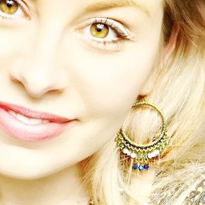 Cape Cod French Wire Antique Gold Green Blue Hoop